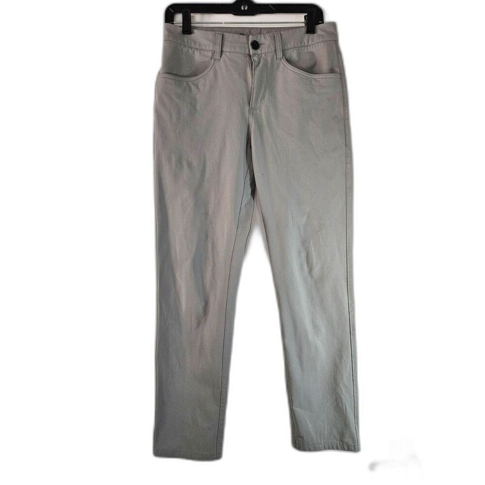 Vuori Meta Pants Men's 28x27 Khaki Performance Golf Zip Pocket Stretch Slim V430